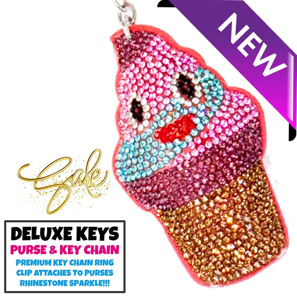 DeLuxe Keys Rhinestone Keychain/Purse Chain Ice Cream Swirl